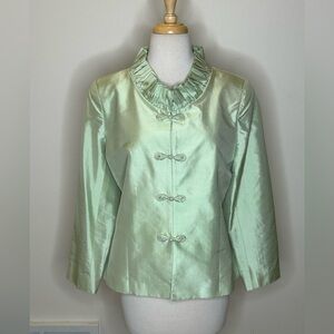 Silk Blazer Jacket by Indo-Chic with Knot Buttons Women's M